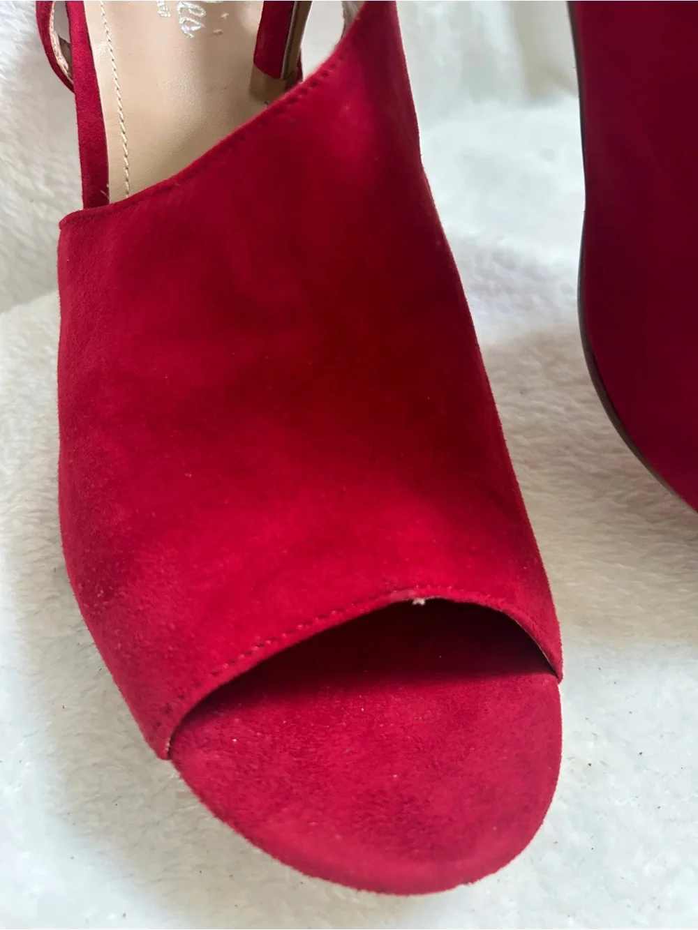 Charles David Red Suede Peep-Toe Slingback Heels